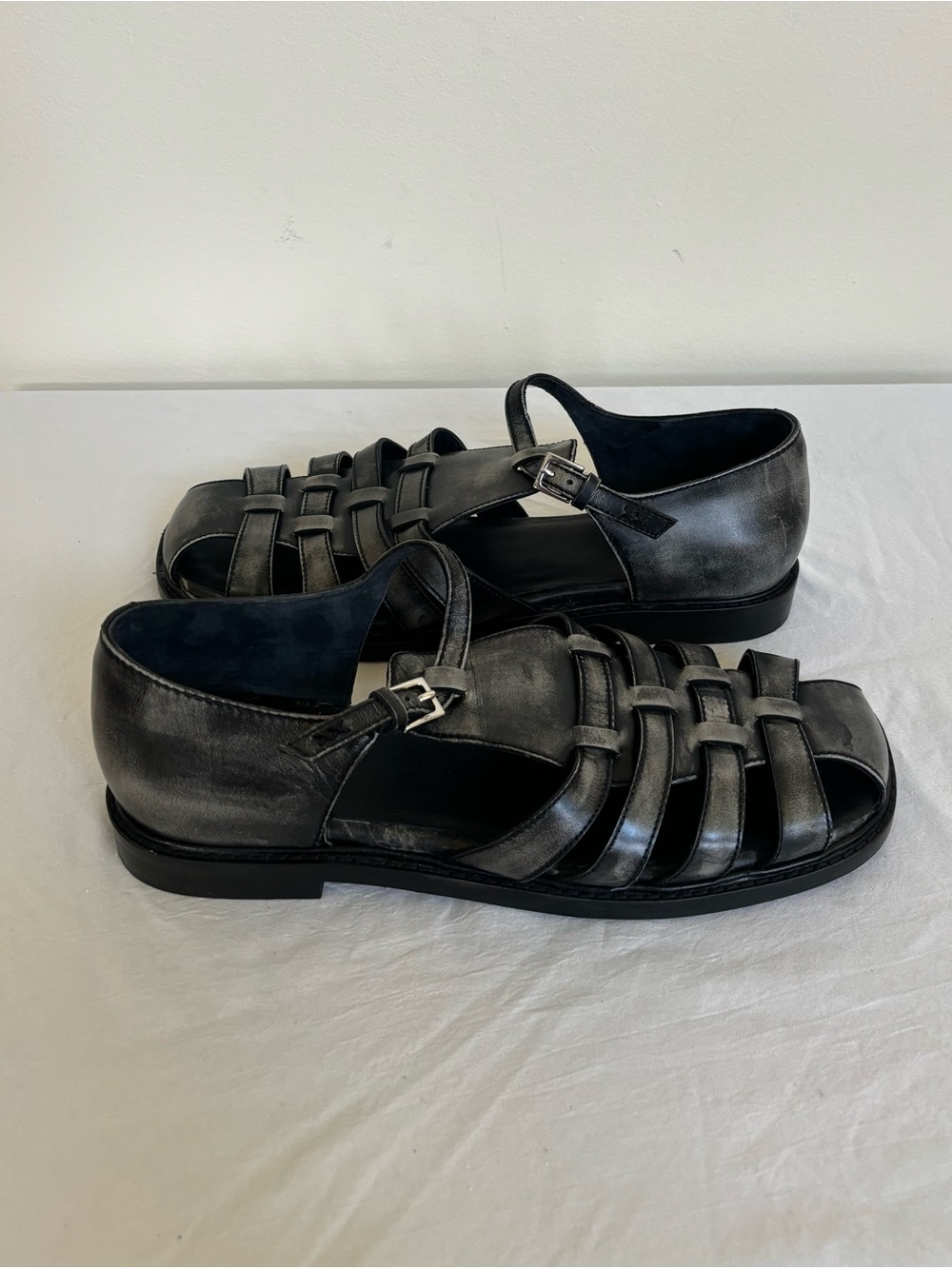 Free People Womens Willow Fisherman Black Leather Sandals Sz 9.5 New
